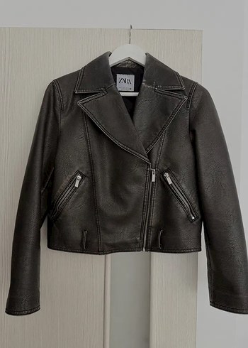 Zara Siyah Deri Biker Ceket