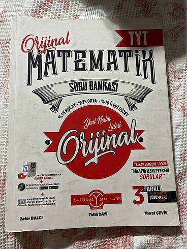ORİJİNAL YAYINLARI TYT MATEMATİK SORU BANKASI