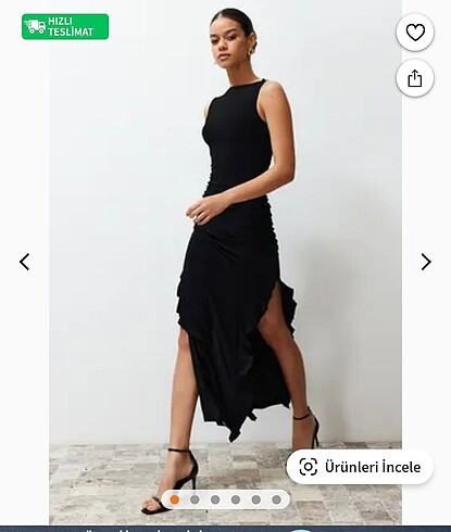 Trendyolmilla yırtmaçlı fırfırlı elbise