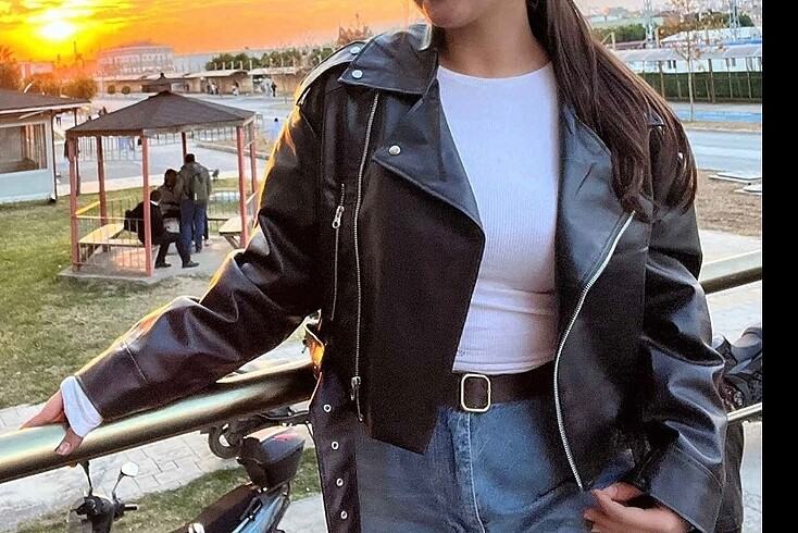l Beden Deri ceket oversize