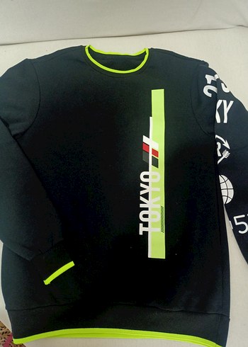 Oversize Siyah Baskılı Sweatshirt - Görsel 2