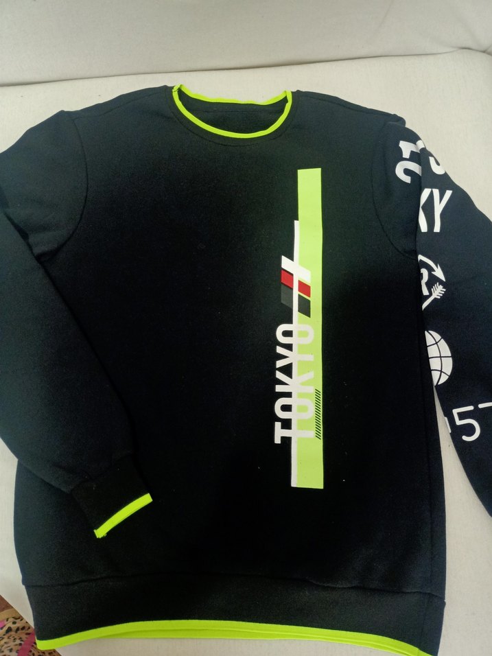 Oversize Siyah Baskılı Sweatshirt - Görsel 2