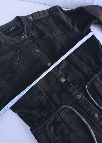 kahverengi Denim Düğmeli Kadın Ceket - Görsel 5