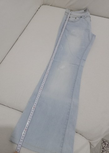 Düğmeli Pastel Mavi Kadın Kot Pantolon - Görsel 7