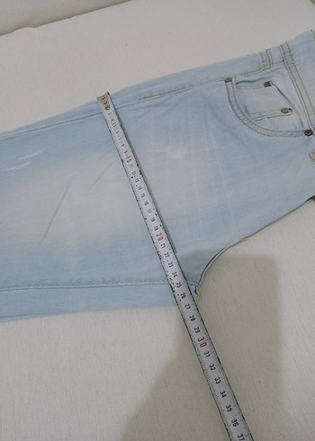 Düğmeli Pastel Mavi Kadın Kot Pantolon - Görsel 5