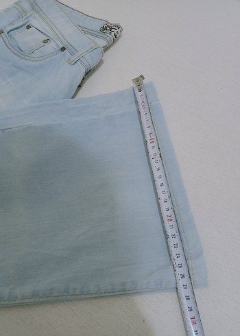 Düğmeli Pastel Mavi Kadın Kot Pantolon - Görsel 6