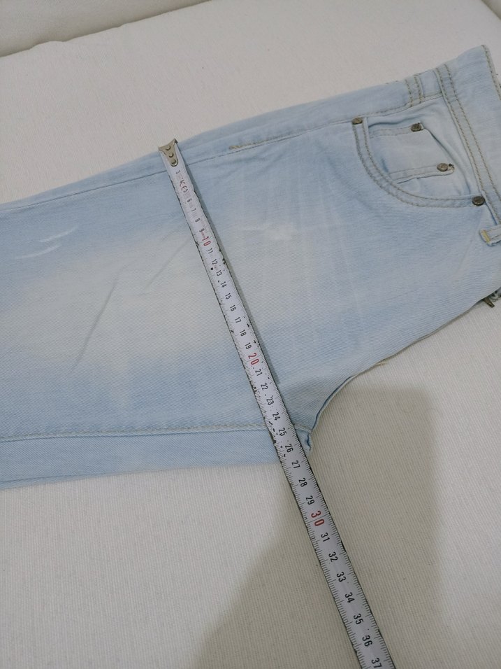 Düğmeli Pastel Mavi Kadın Kot Pantolon - Görsel 5