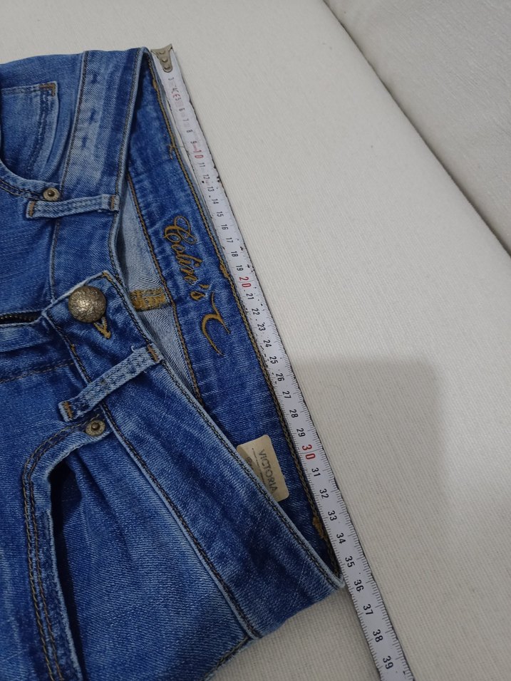 Kadın Parlak Mavi Normal Kesim Kot Pantolon - Görsel 4