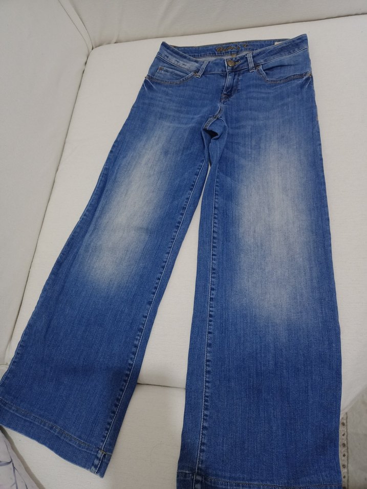 Kadın Parlak Mavi Normal Kesim Kot Pantolon - Görsel 2