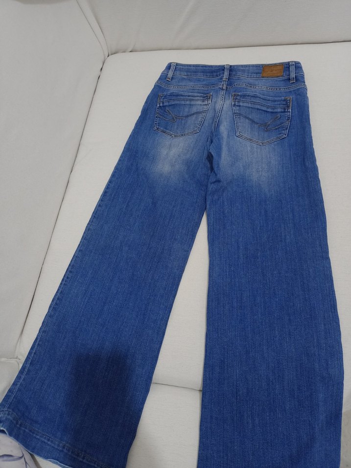 Kadın Parlak Mavi Normal Kesim Kot Pantolon - Görsel 3