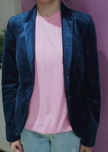 Düğmeli Lacivert Süet Midi Ceket - Görsel 2