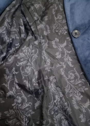 Düğmeli Lacivert Süet Midi Ceket - Görsel 11