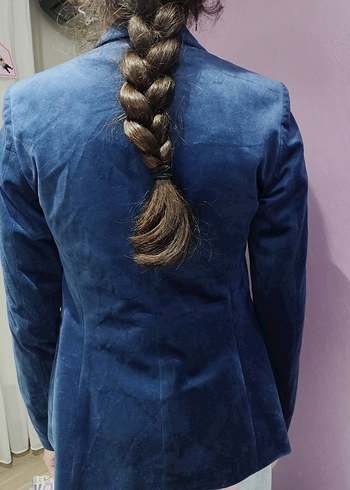 Düğmeli Lacivert Süet Midi Ceket - Görsel 4