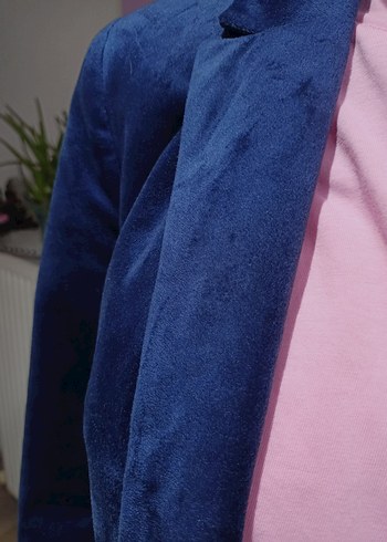 Düğmeli Lacivert Süet Midi Ceket - Görsel 6