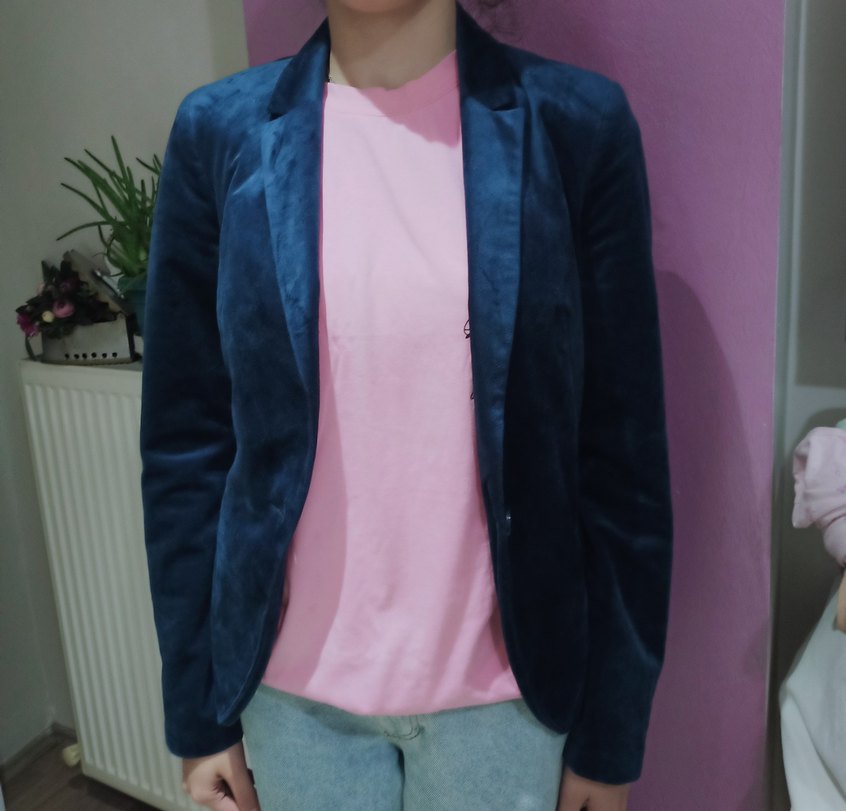 Düğmeli Lacivert Süet Midi Ceket - Görsel 2