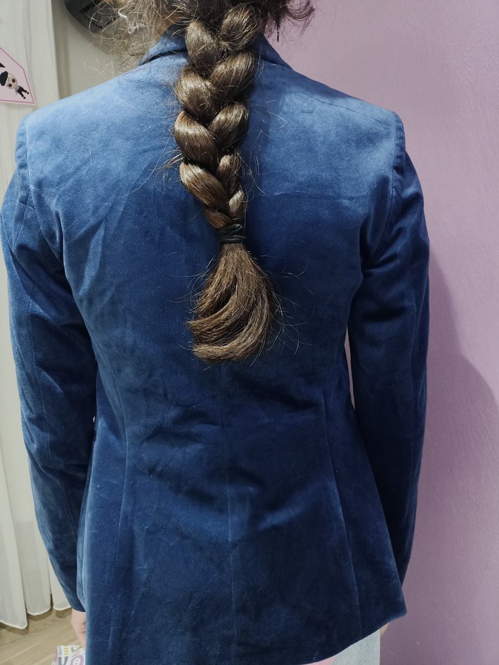 Düğmeli Lacivert Süet Midi Ceket - Görsel 4