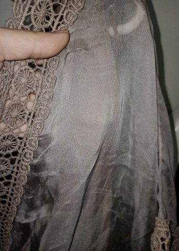 V Yaka Kısa Kollu Uzun Elbise - Görsel 6