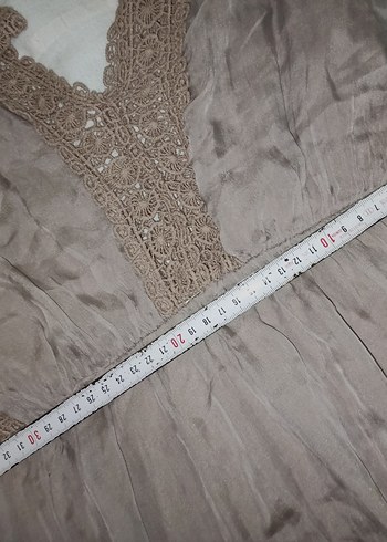 V Yaka Kısa Kollu Uzun Elbise - Görsel 11