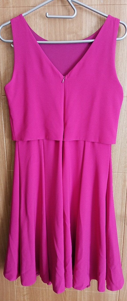 Mürdüm Midi Pilili Kolsuz Ofis Elbisesi - Görsel 4