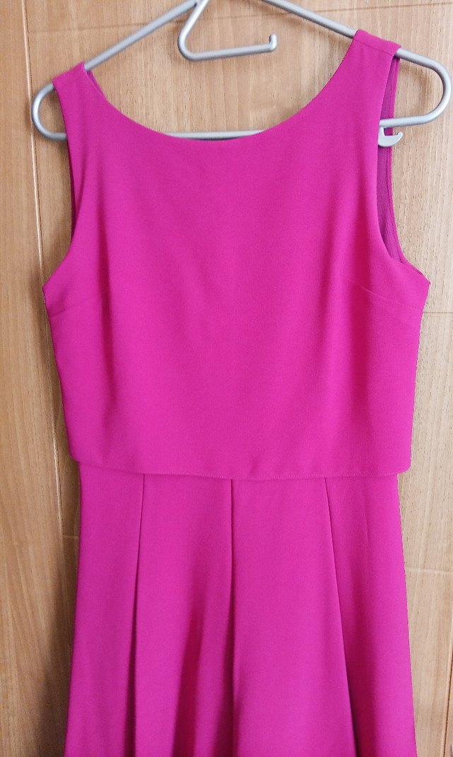 Mürdüm Midi Pilili Kolsuz Ofis Elbisesi - Görsel 2