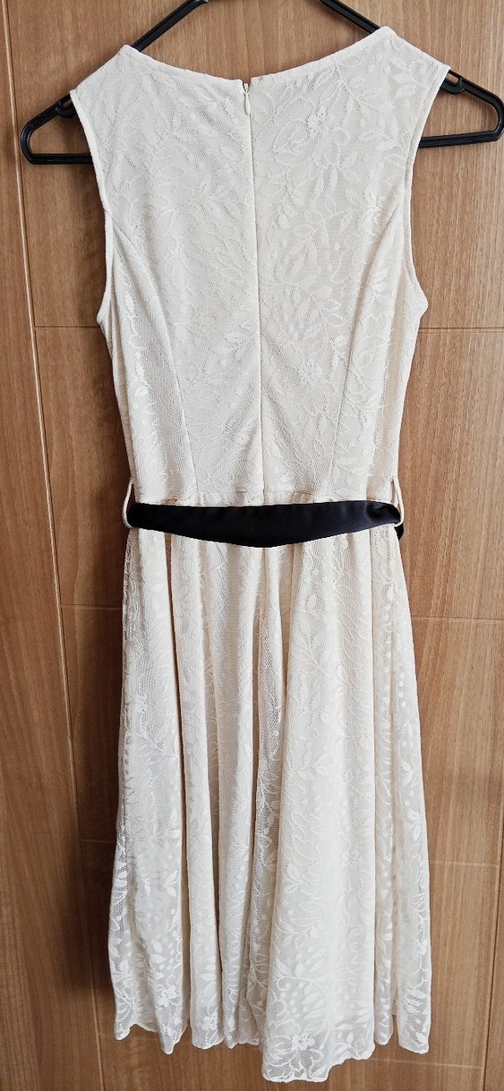 Klasik Elegan Ecru Midi Elbise - Görsel 2