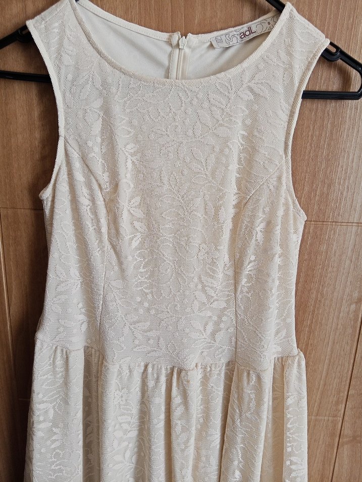 Klasik Elegan Ecru Midi Elbise - Görsel 4