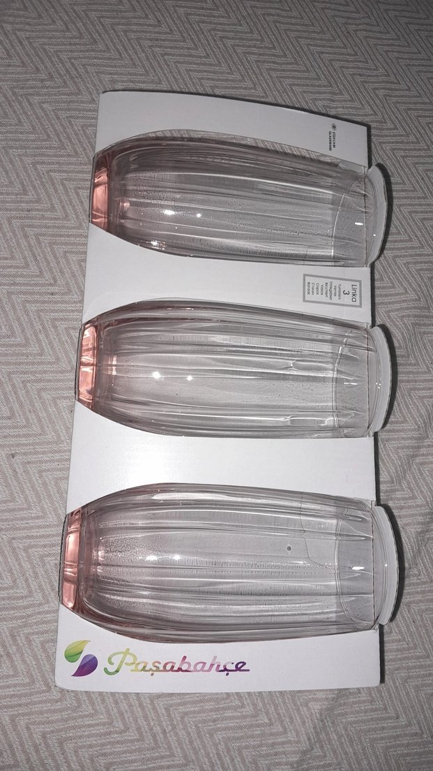 Paşabahçe Su Bardağı 3lü Linka pembe 500cc 3'lü Uzun Bardak Seti - Görsel 4