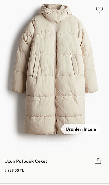 H&M uzun pofuduk mont