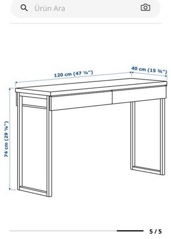 Ikea BESTÅ BURS Parlak Beyaz Çalışma Masası 120x40 cm