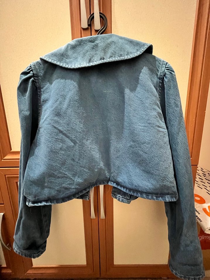 Düğmeli Gri Mavi Denim Kadın Ceket - Görsel 3