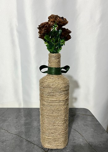 Hasır Kaplı Kahverengi Vazo - Görsel 2