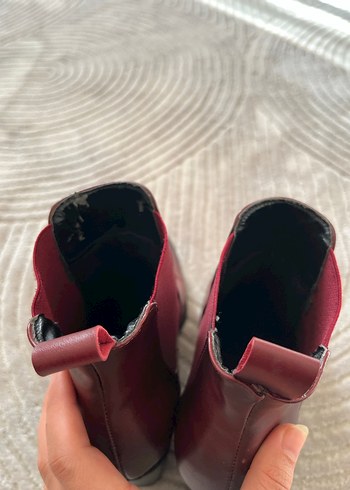 Bordo Deri Kadın Topuklu Bot - Görsel 3