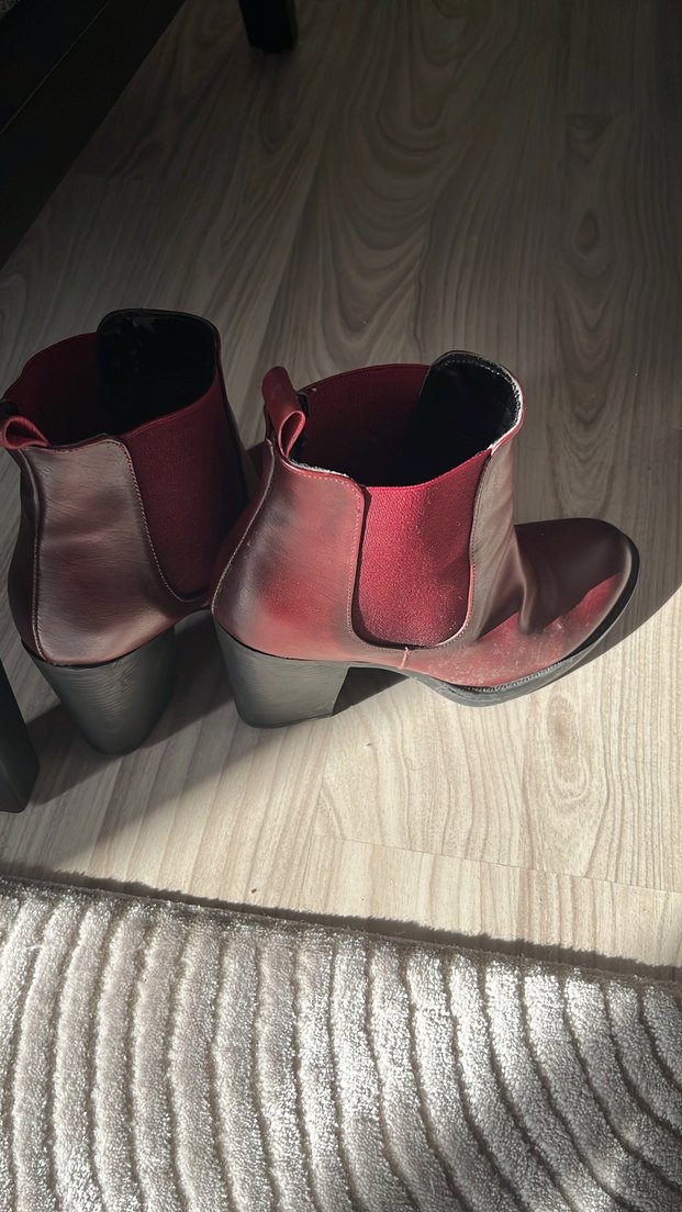 Bordo Deri Kadın Topuklu Bot - Görsel 4