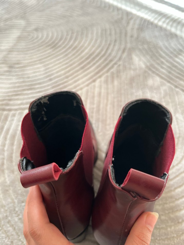 Bordo Deri Kadın Topuklu Bot - Görsel 3