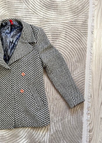 Gri Düğmeli Midi Kadın Yün Kaban - Görsel 2