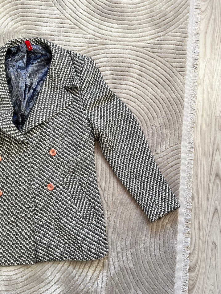 Gri Düğmeli Midi Kadın Yün Kaban - Görsel 2