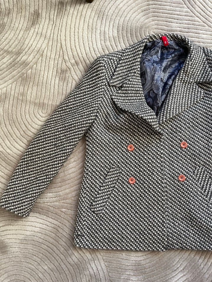 Gri Düğmeli Midi Kadın Yün Kaban - Görsel 3