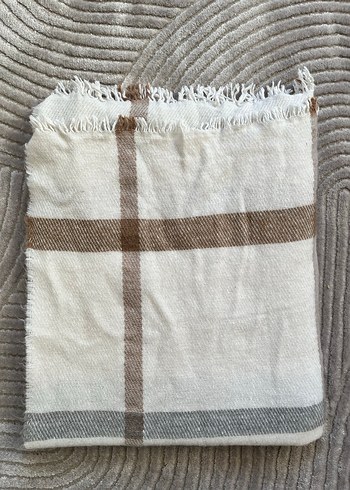 Kadın Bej Gri Örgü Yün Şal - Görsel 2