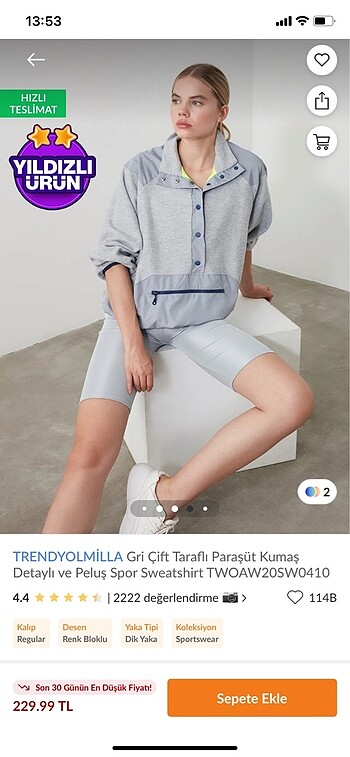 Gri çift taraflı peluş sweatshirt