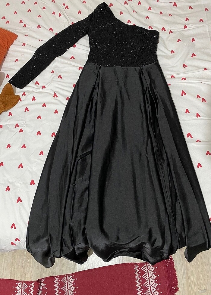 Tek omuz payetli elbise - Görsel 3