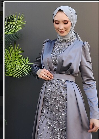 Abiye Satılık gümüş abiye şalı ile