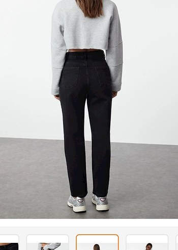 Trendyolmilla siyah yüksek bel düz kesim pantolon - Görsel 4