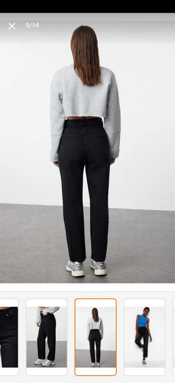 Trendyolmilla siyah yüksek bel düz kesim pantolon - Görsel 4