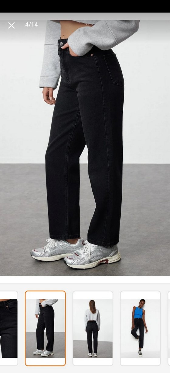 Trendyolmilla siyah yüksek bel düz kesim pantolon - Görsel 3