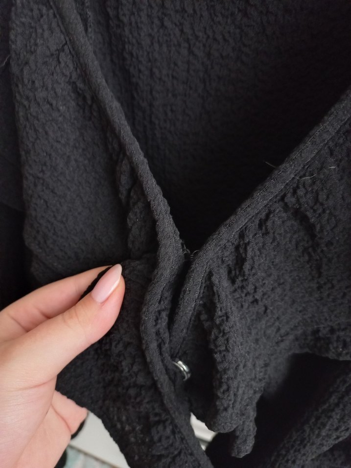 Siyah Kemerli Kadın Crop Gömlek - Görsel 3