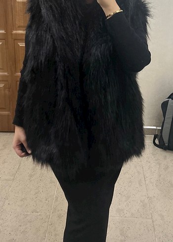 Siyah Kürk yelek - Görsel 2