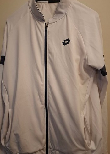 Erkek Beyaz Fermuarlı Sweatshirt LOTTO eşofman üstü - Görsel 2