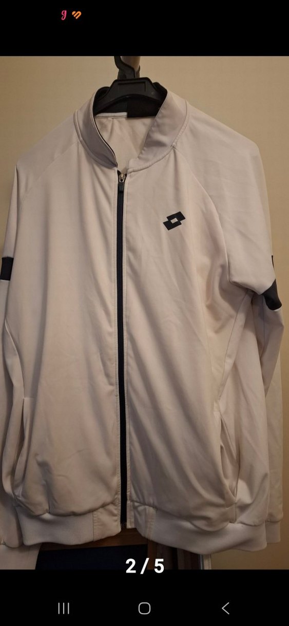 Erkek Beyaz Fermuarlı Sweatshirt LOTTO eşofman üstü - Görsel 2