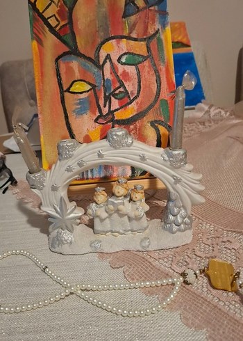 Beyaz Melek Figürlü Mumluk - Görsel 4