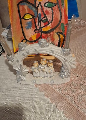 Beyaz Melek Figürlü Mumluk - Görsel 3